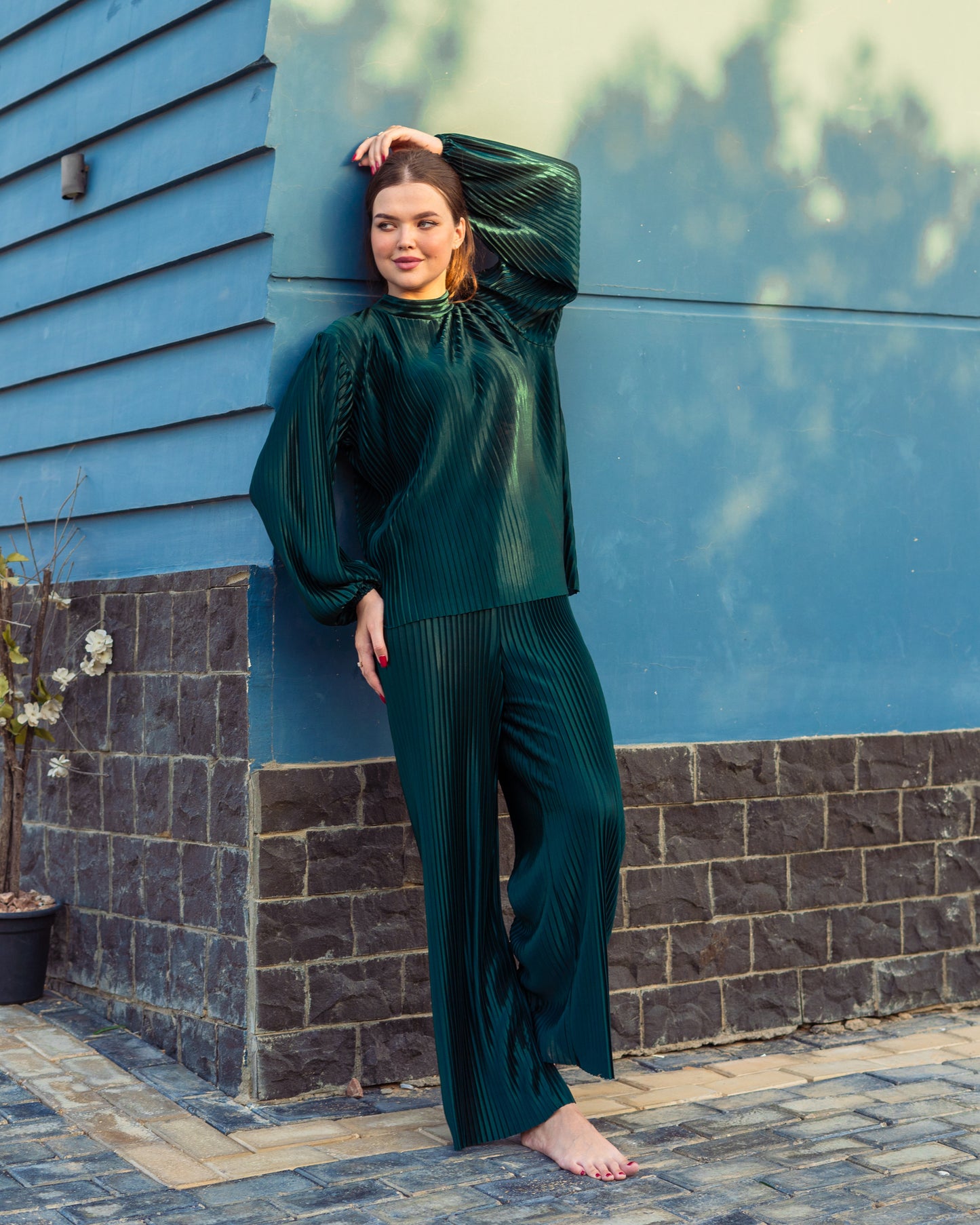 Pleated Set - Olive