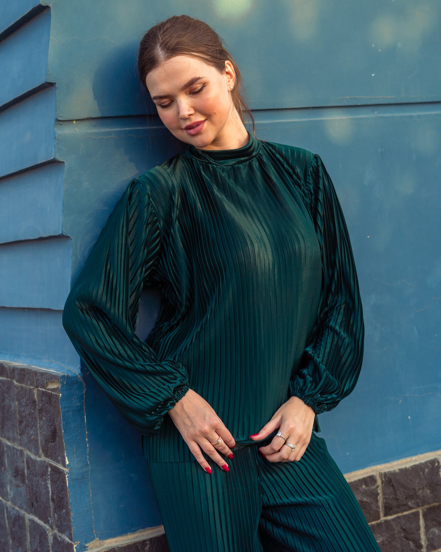 Pleated Set - Olive