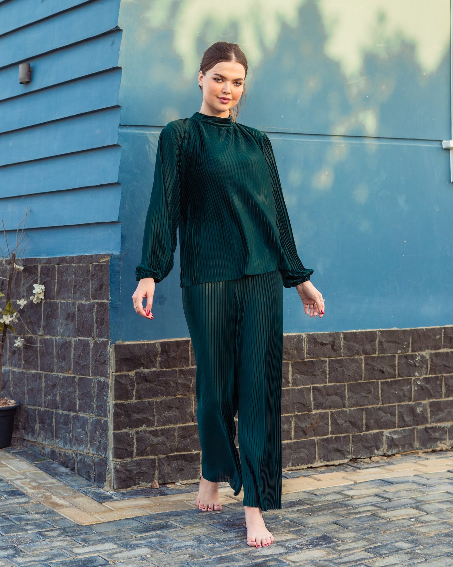 Pleated Set - Olive