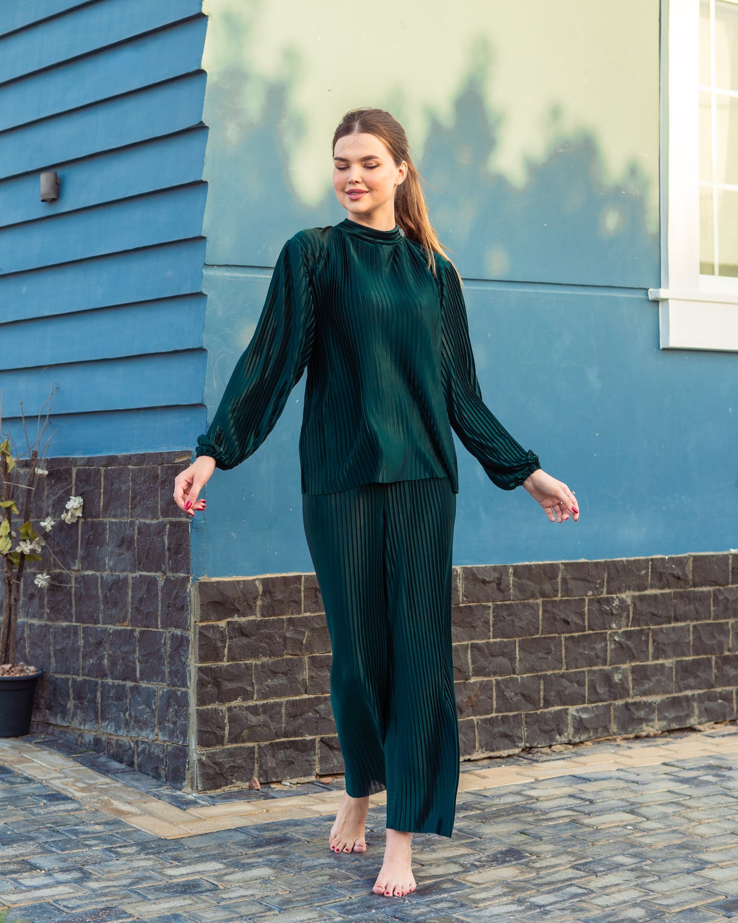 Pleated Set - Olive