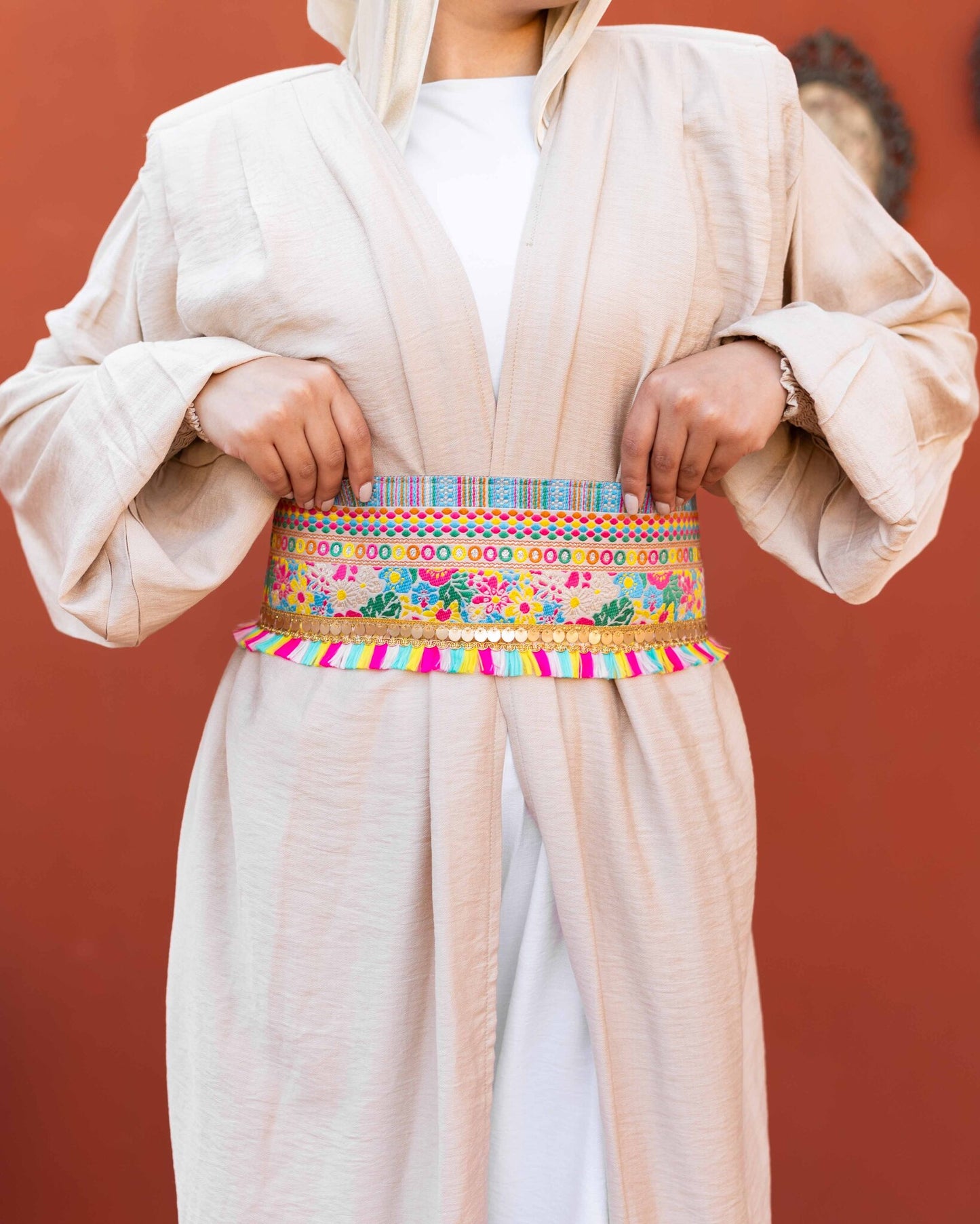 Epaulet Kimono - Beige