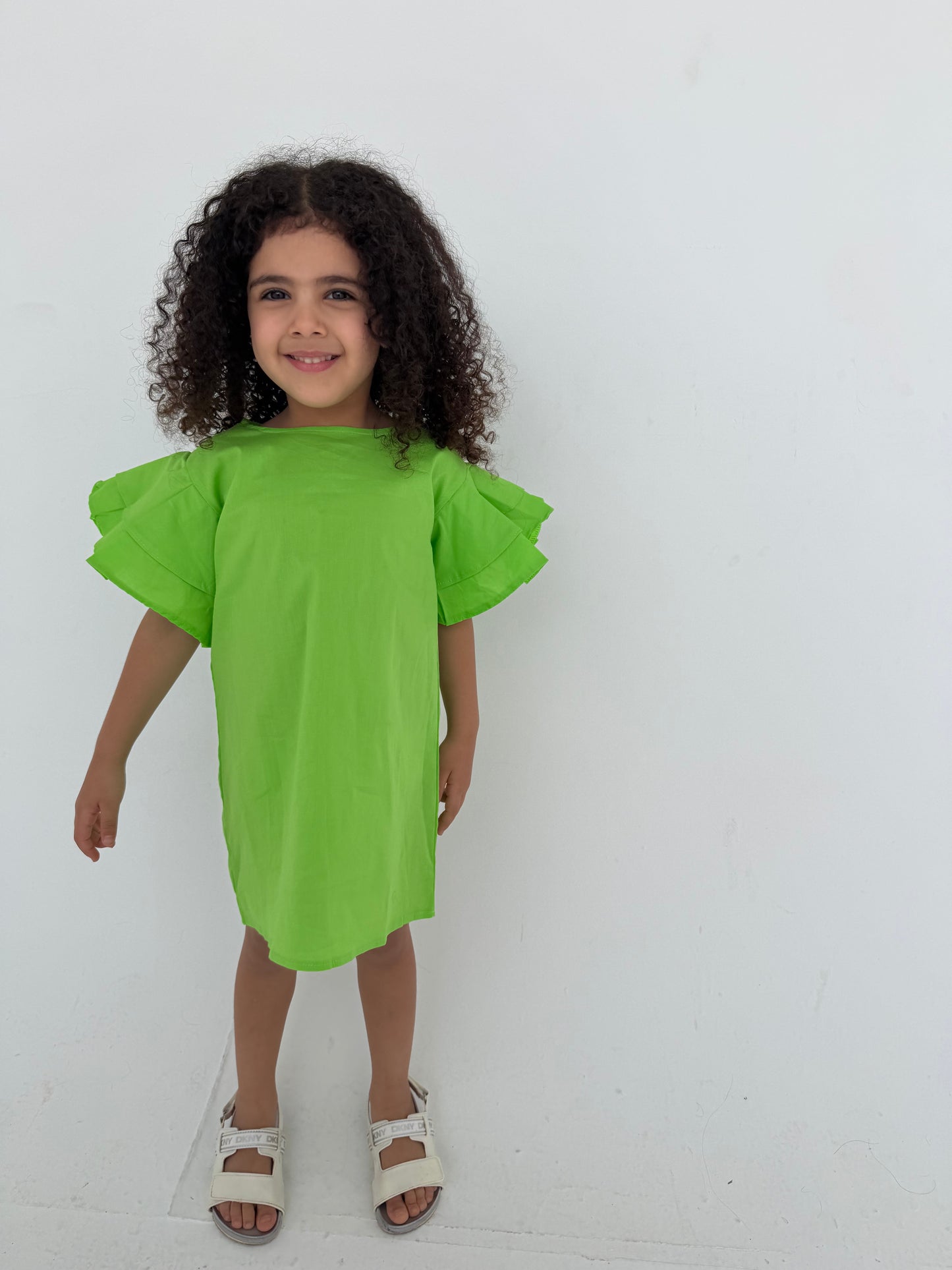 Kids - Lime Green Ruffle Dress