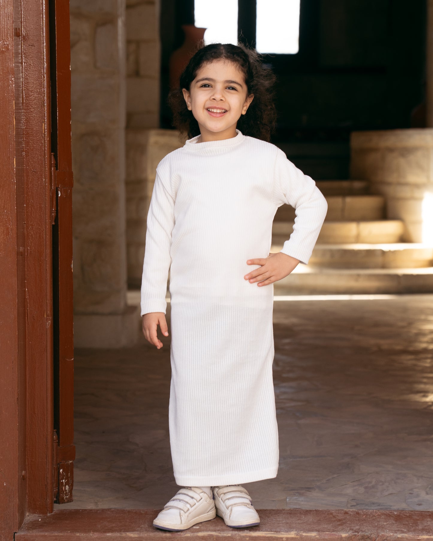 Kids - Basic Tricot Dress In White
