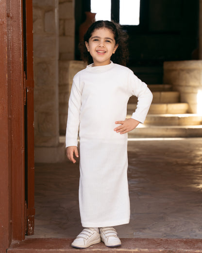 Kids - Basic Tricot Dress In White