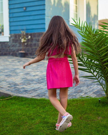 Kids Pleated Fuchsia Set