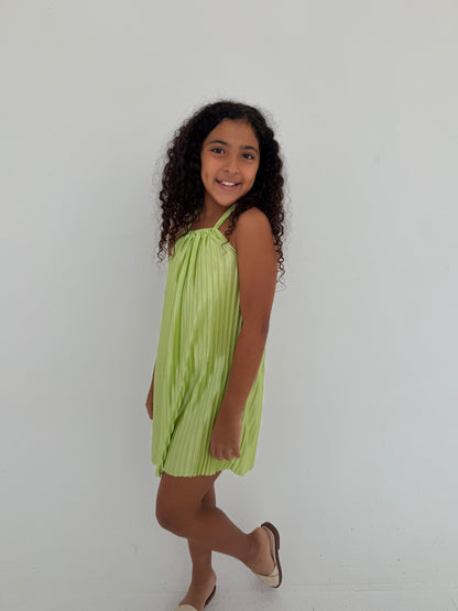 Kids - Pistachio Pleated Dress