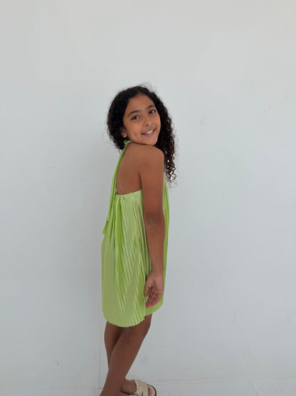 Kids - Pistachio Pleated Dress