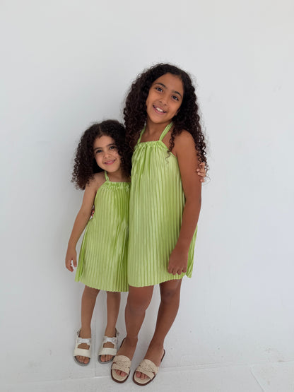 Kids - Pistachio Pleated Dress