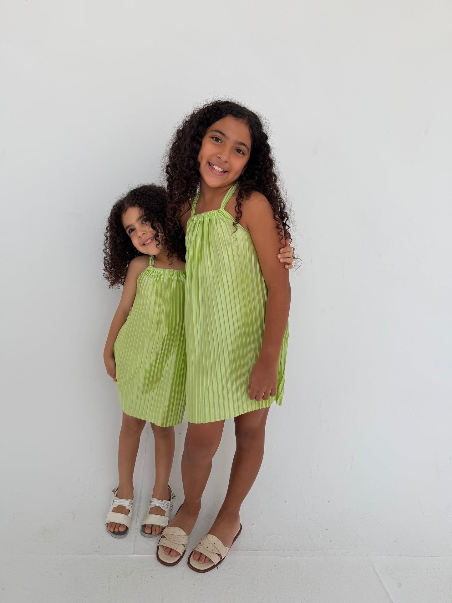 Kids - Pistachio Pleated Dress
