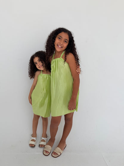 Kids - Pistachio Pleated Dress