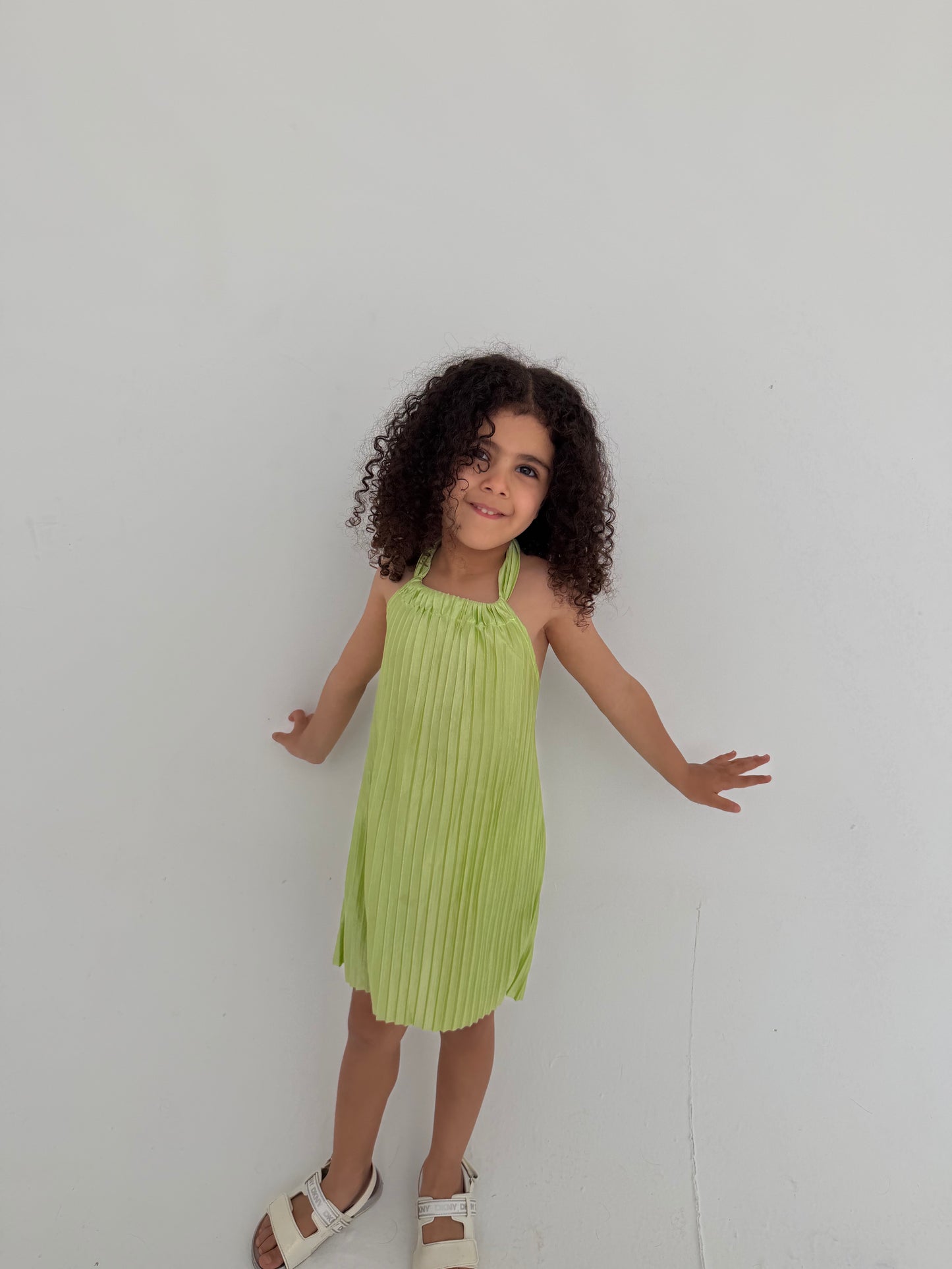 Kids - Pistachio Pleated Dress