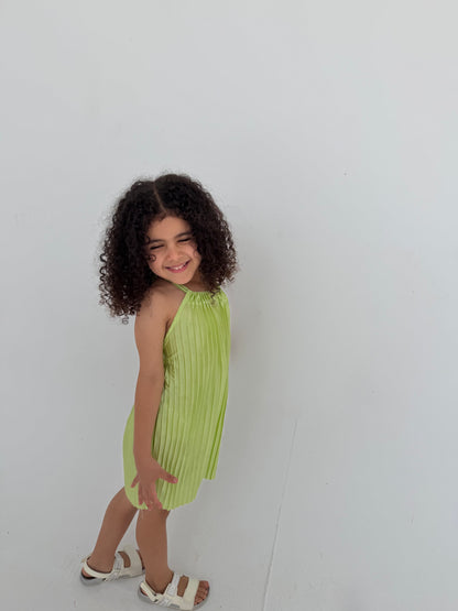 Kids - Pistachio Pleated Dress