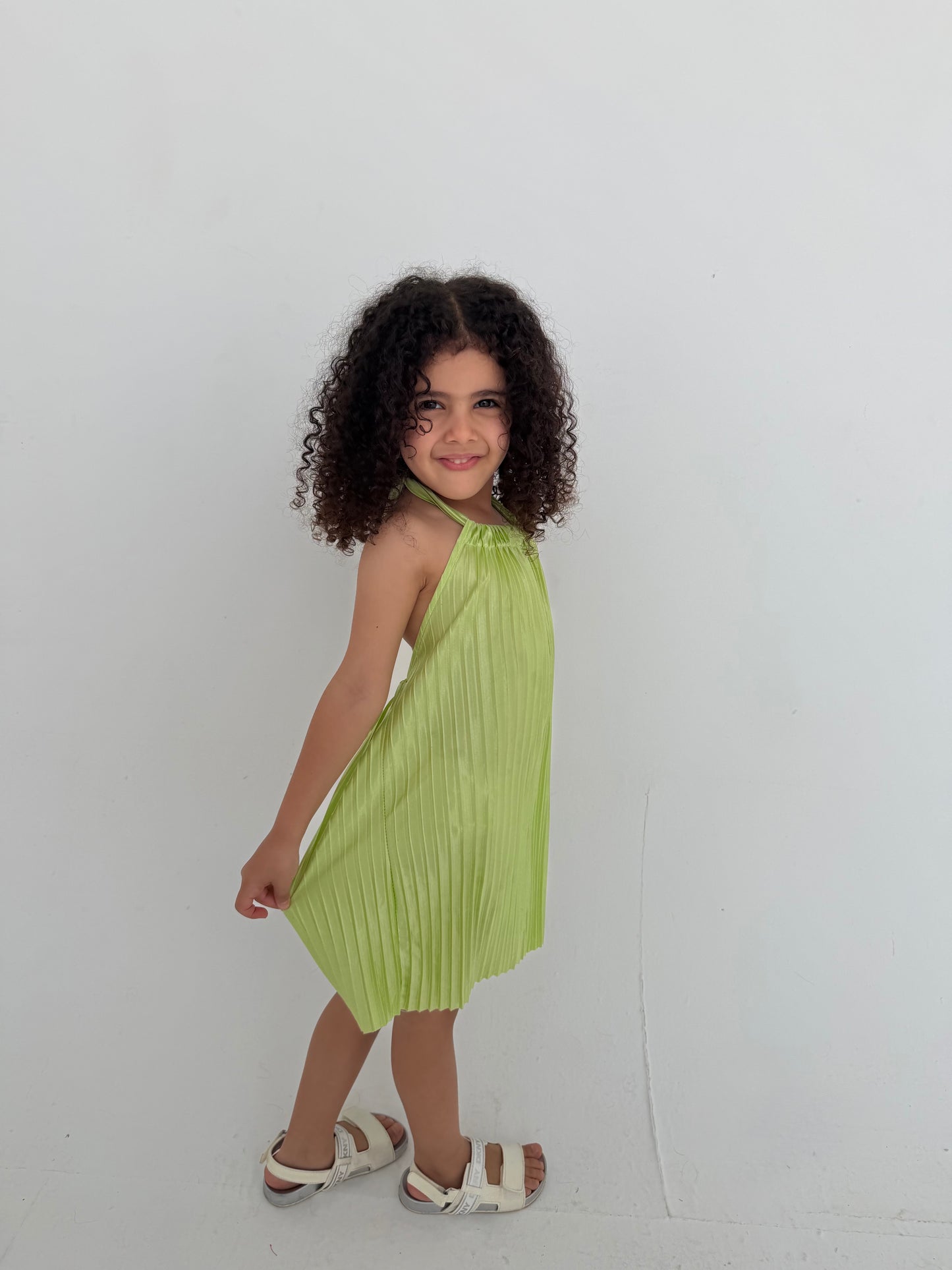 Kids - Pistachio Pleated Dress