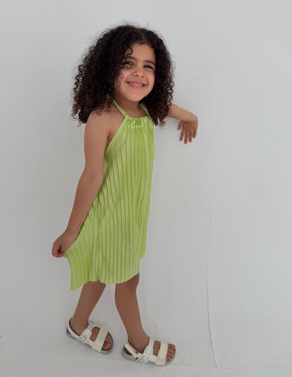 Kids - Pistachio Pleated Dress