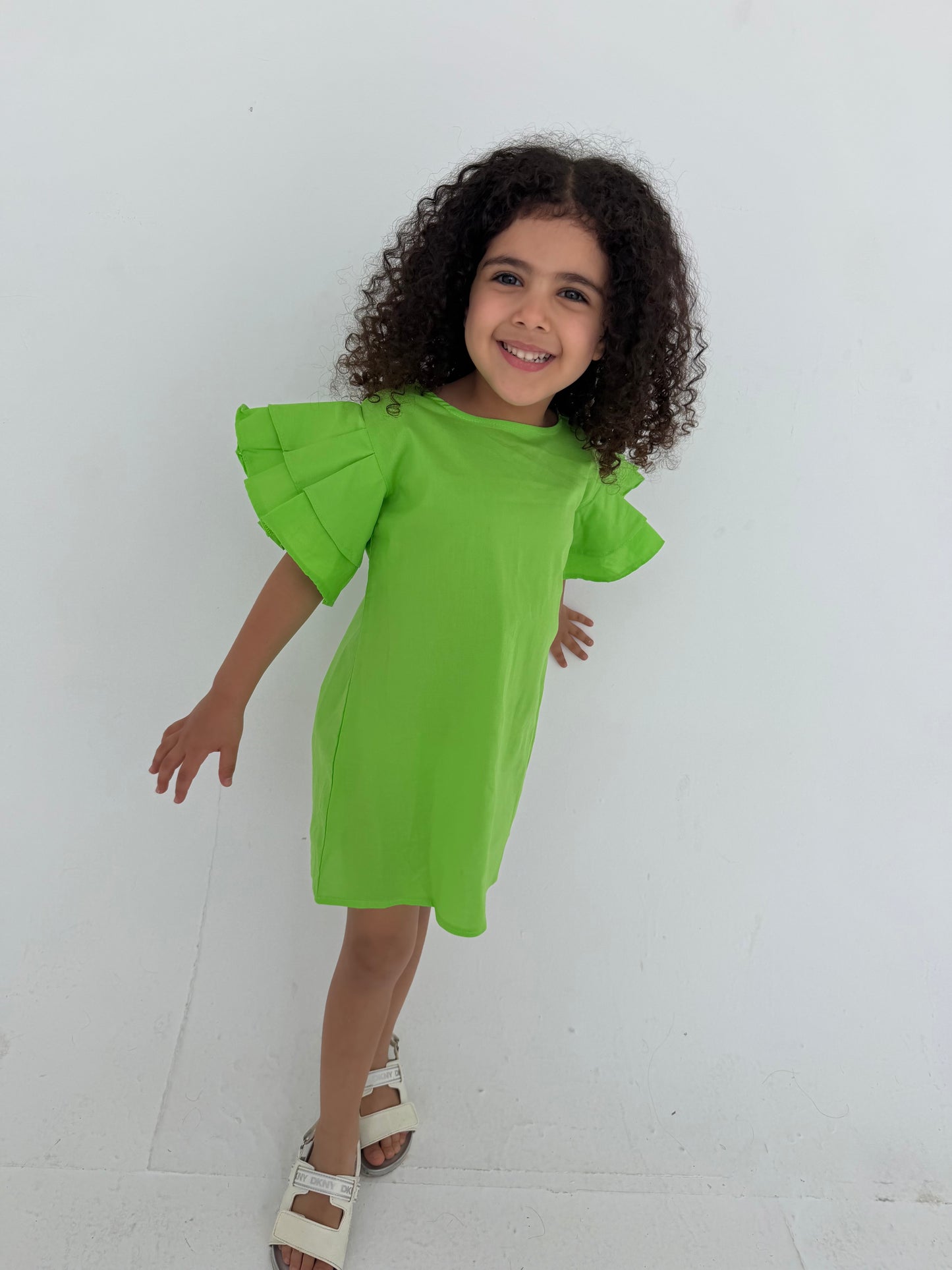 Kids - Lime Green Ruffle Dress