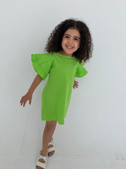 Kids - Lime Green Ruffle Dress