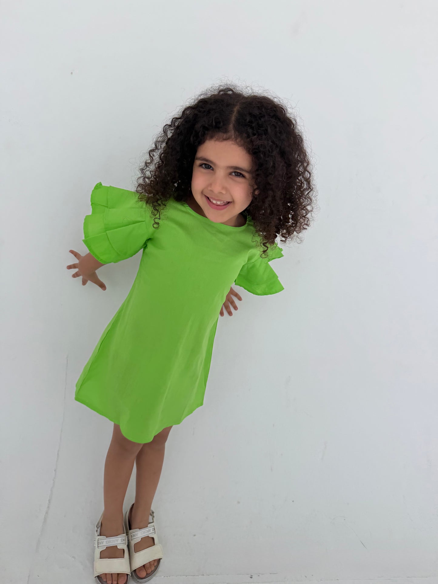 Kids - Lime Green Ruffle Dress