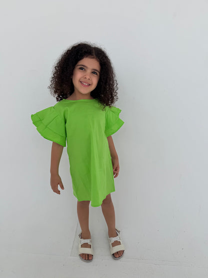 Kids - Lime Green Ruffle Dress